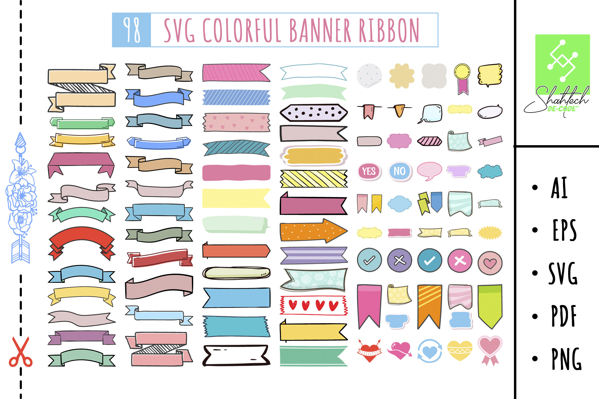 Ribbon Banner Color, Decorative Scroll