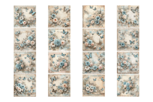 Vintage Blue Flowers Junk Journal Pages Graphic by Finiolla Design ...