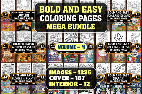 1236 Bold and Easy Coloring Pages Bundle Graphic by PixelQuill ...