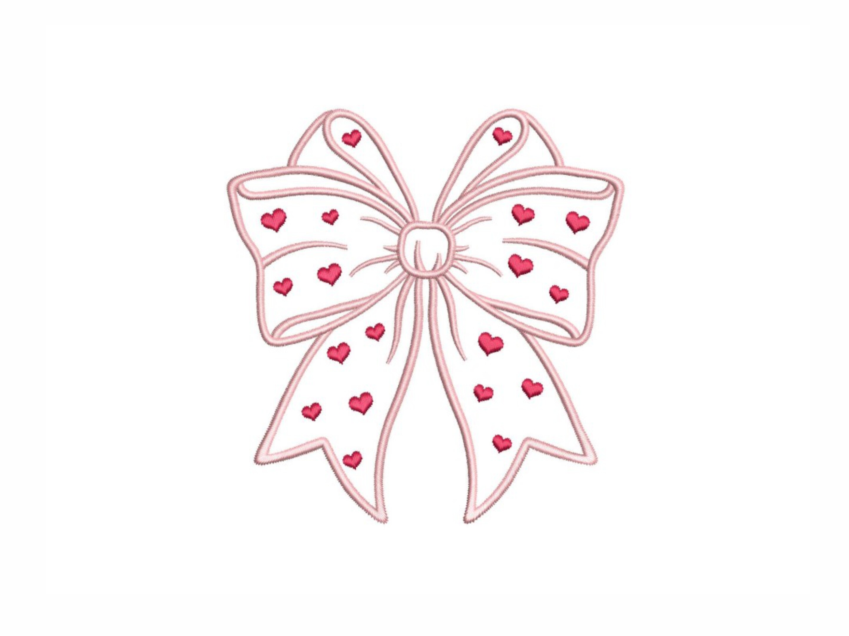 Coquette Bow Applique with Hearts