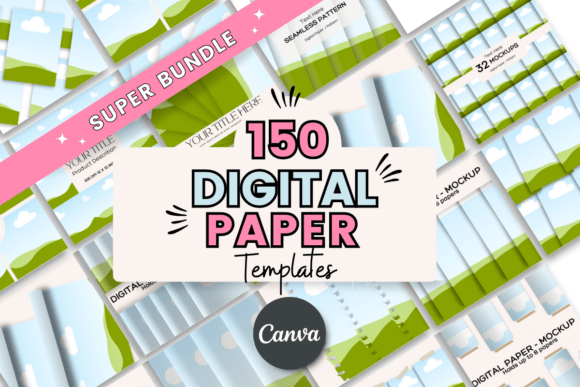 Canva mockup templates for digital scrapbook paper and patterns