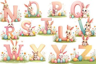 Easter Bunny Alphabet Pastel Letters . Graphic by Unique Art Studio ...