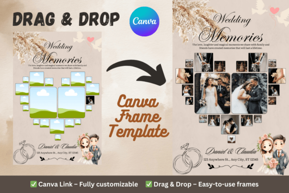 WEDDING Photo Canva Frame Template Graphic Photo Collage & Scrapbook Templates By SetiawanAPDesignWorks