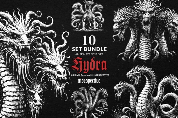 10 Bundle Dark Art Hydra Snake Dragon