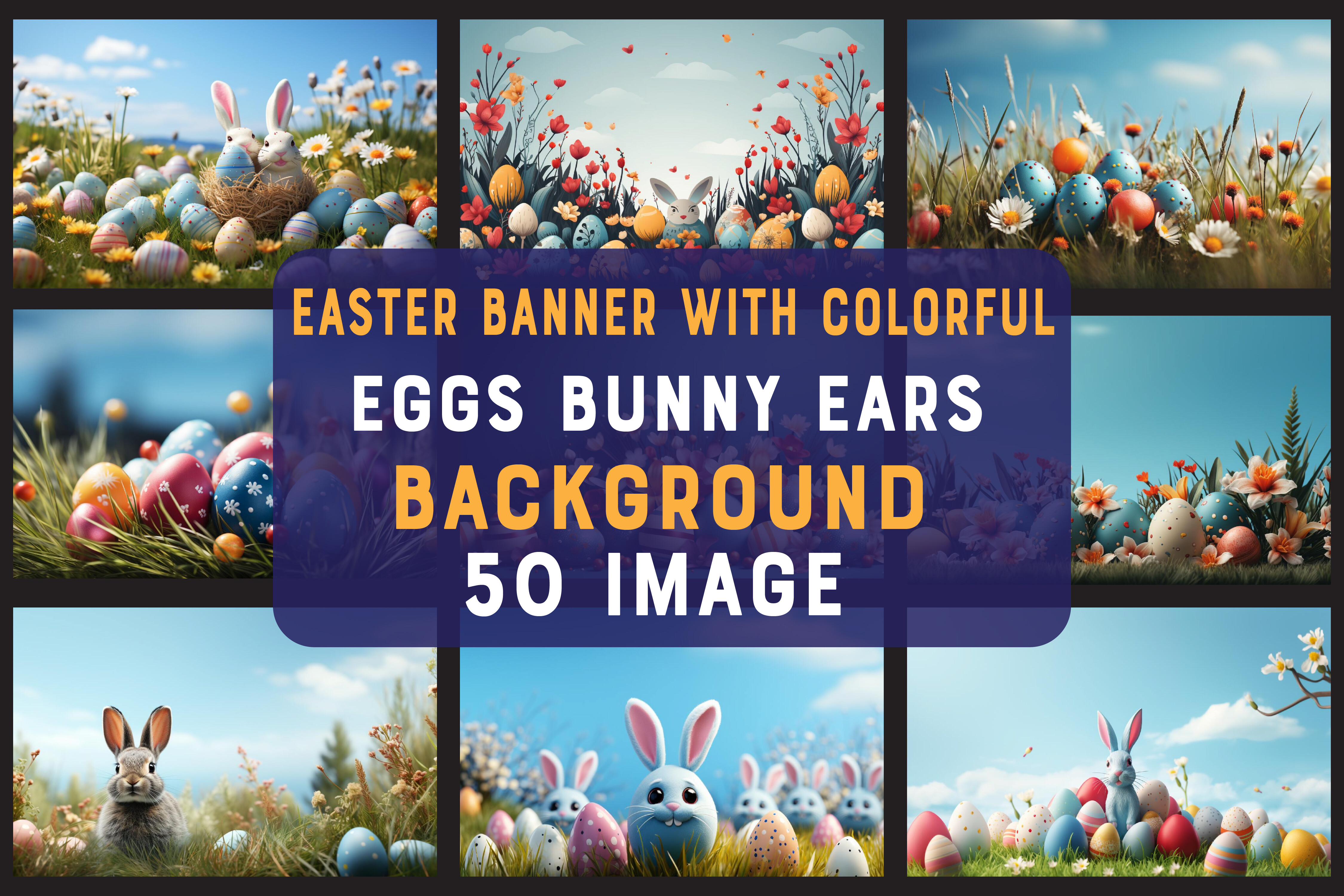 Bunny Ears and Eggs Easter Banner