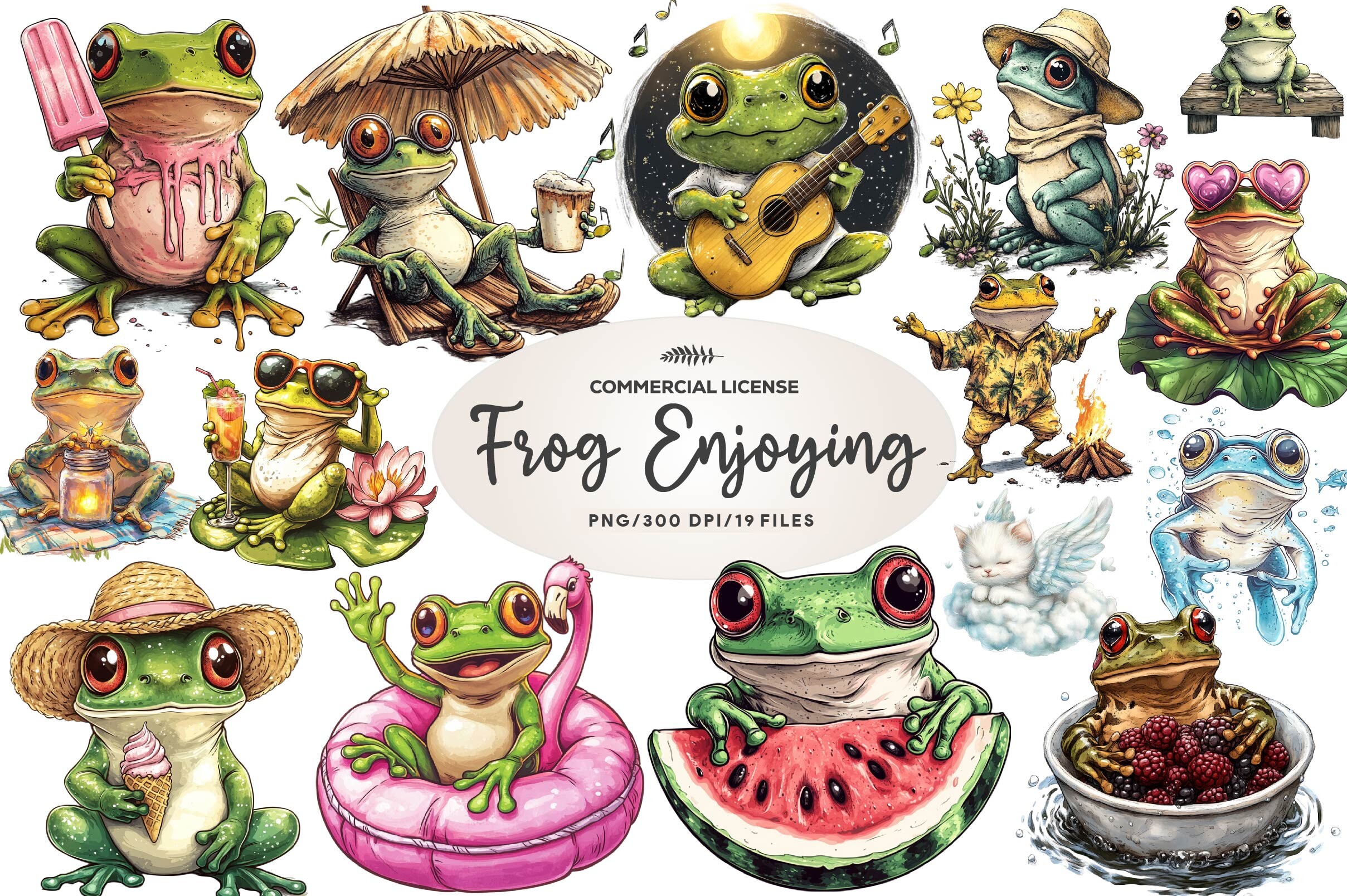 Frog Enjoying Summer Clipart Graphic by Dreamshop · Creative Fabrica
