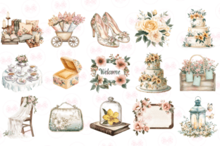 Vintage Spring Wedding Clipart Graphic by Markicha Art · Creative Fabrica