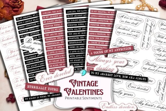 Vintage Valentines Printable Sentiments