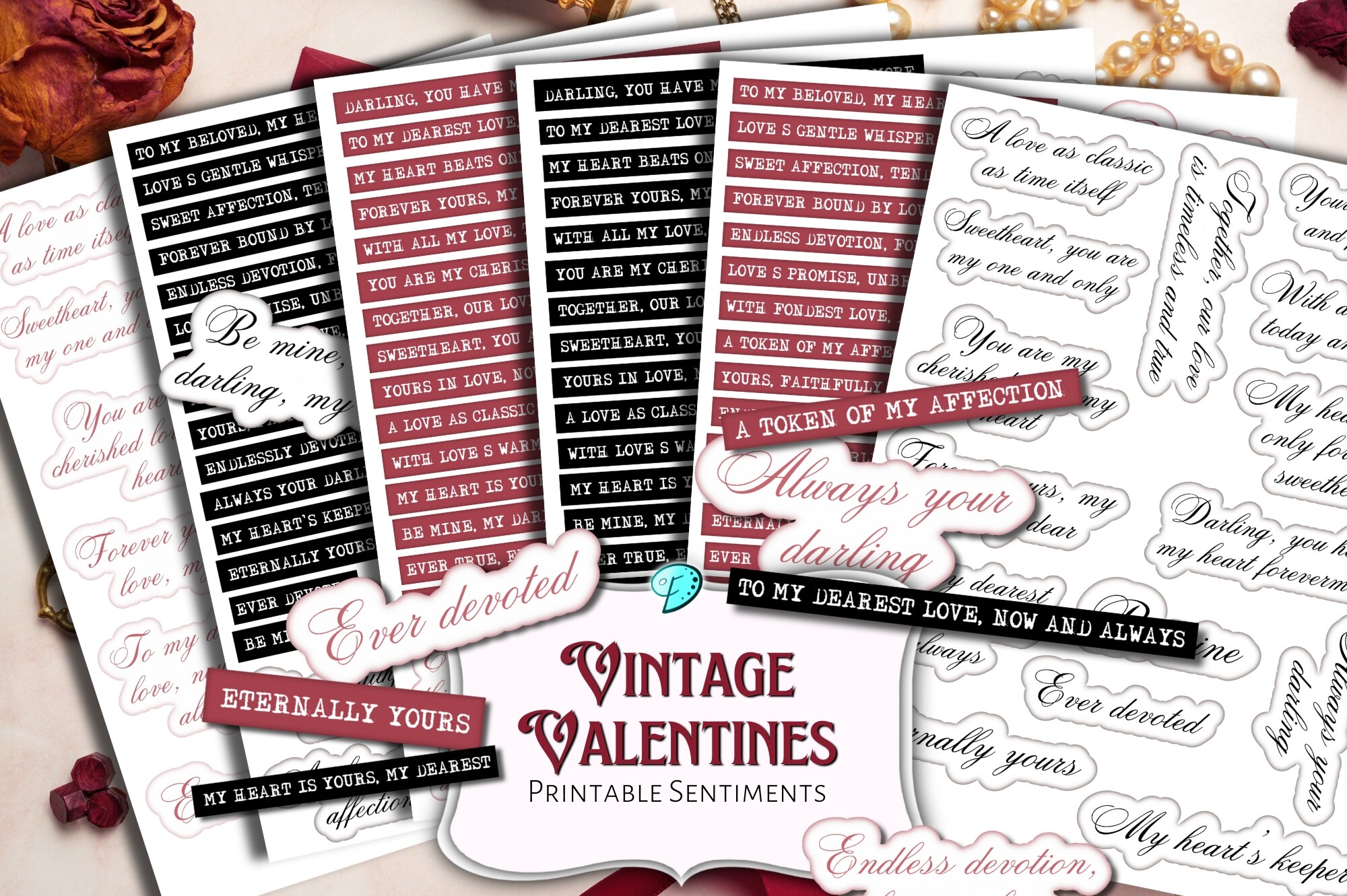 Vintage Valentines Printable Sentiments