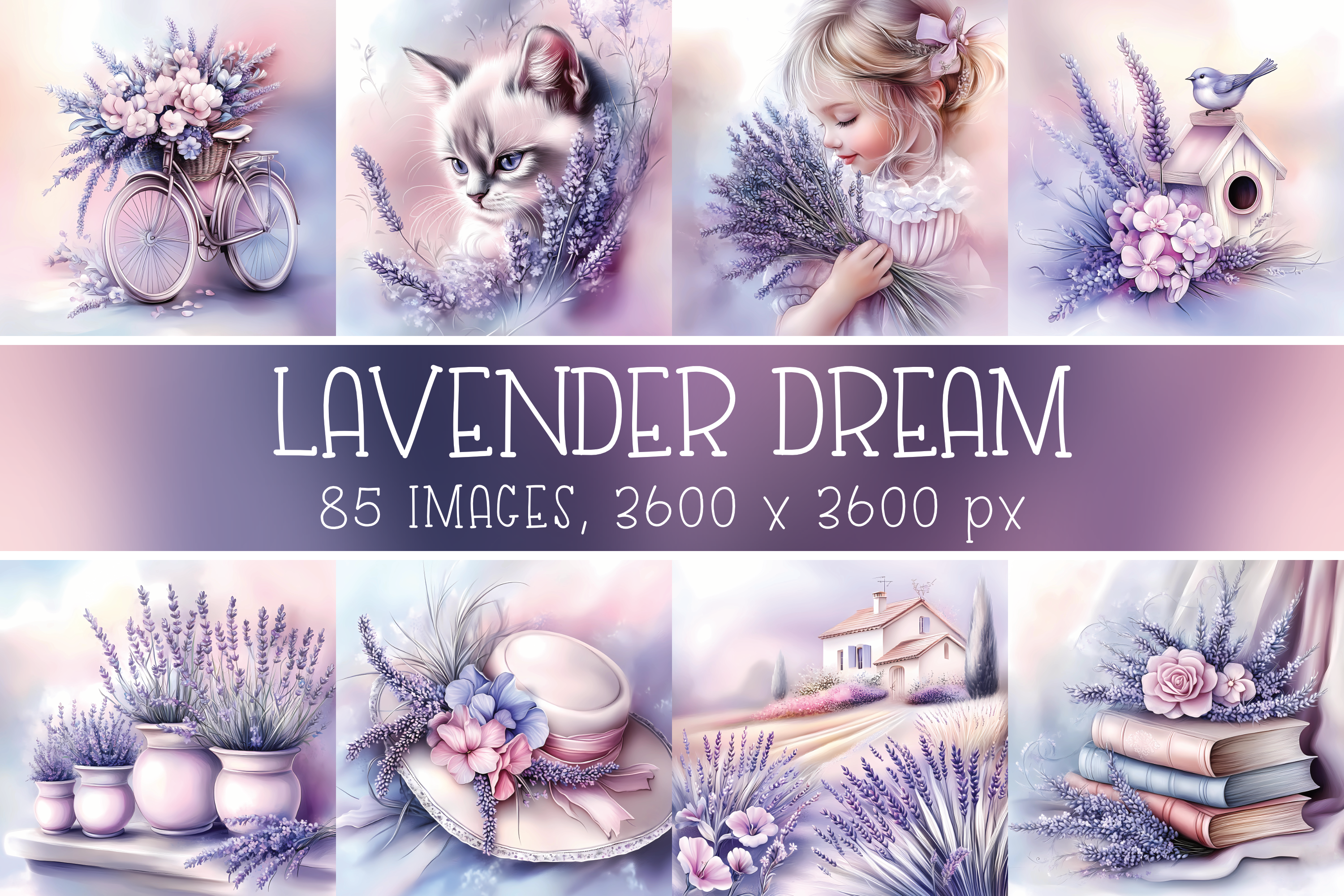 Watercolor Lavender Digital Papers Graphic by Color Studio · Creative ...