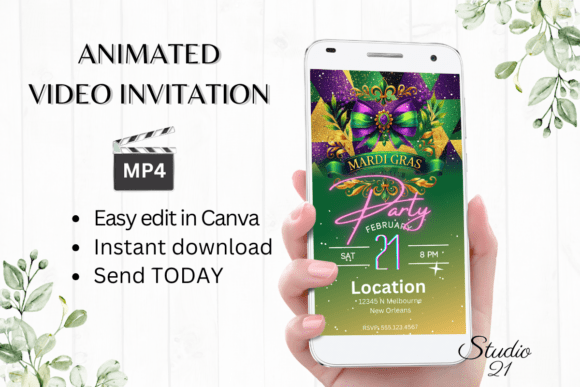 Animated Mardi Gras Party Invitation