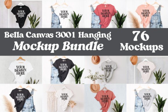 Bella Canvas 3001 Mockups Bundle Gráfico Mockups de Productos Por MockCity