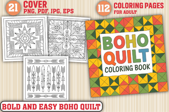 Preview of Bold And Easy Boho Quilt coloring pages coloring pages for adults