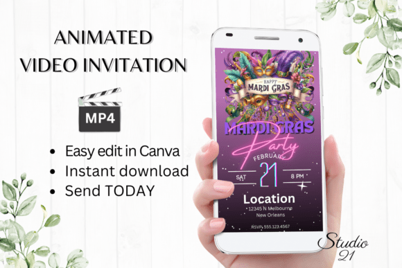 Digital Mardi Gras Party Invitation