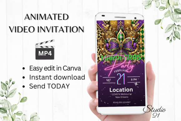 Electronic Mardi Gras Party Invitation