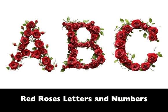 Red Roses Alphabet Letters and Numbers Graphic by Rosey Designs Galore ...