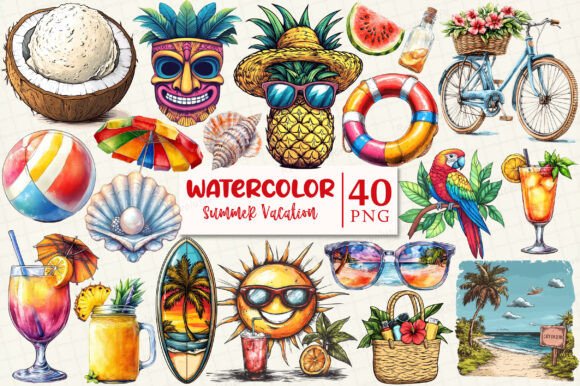 Summer Beach Vacation Clipart Graphic by RevolutionCraft · Creative Fabrica