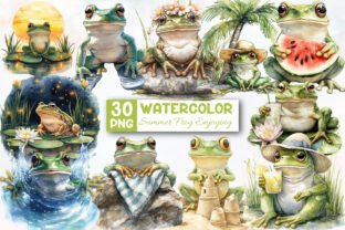 Summer Enjoying Frog Clipart Graphic by Designworld · Creative Fabrica