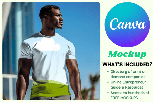 Black Male Model T-Shirt Canva Mockup