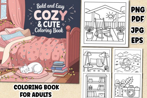 Bold and Easy Cozy & Cute Coloring Book