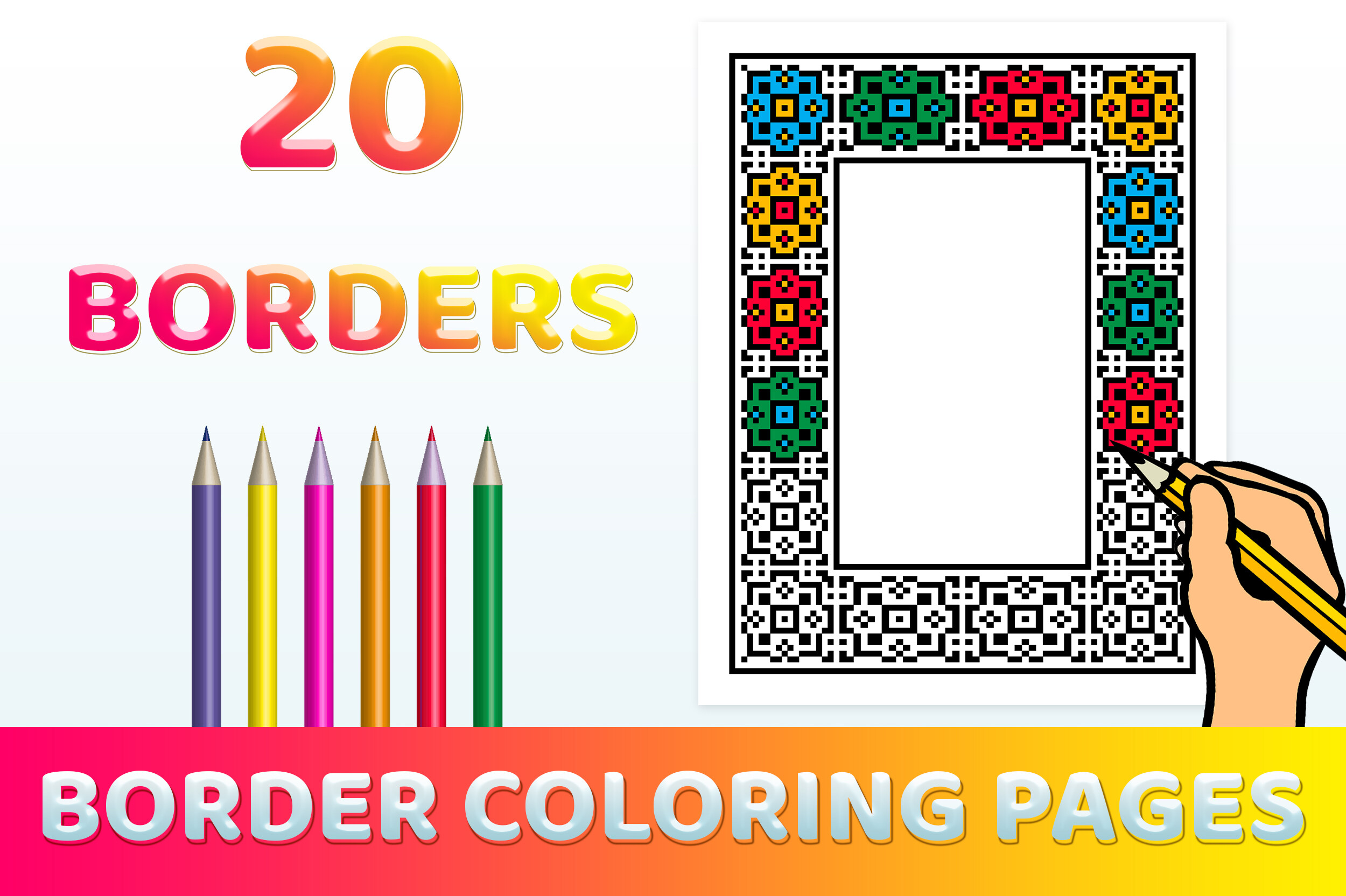 Coloring Pages Border Seamless Pattern
