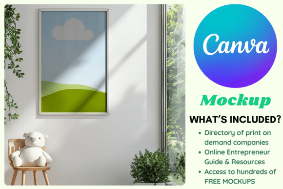 Cozy Sunlit Room Wall Frame Canva Mockup