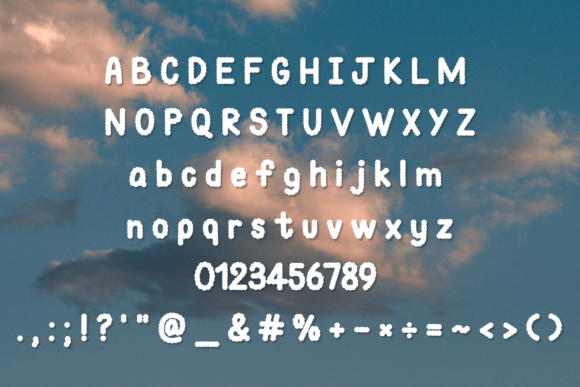 Cute Cloud Font PNG with transparent background - Preview 1
