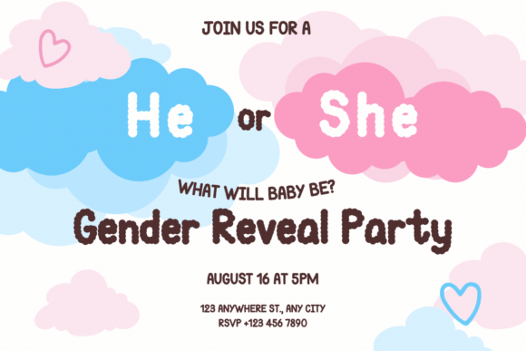 Cute Cloud Font PNG with transparent background - Preview 3