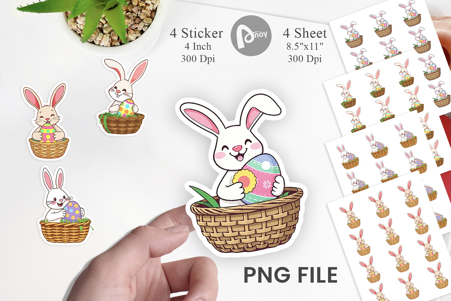 Easter Bunny Sticker Graphic by Artnoy · Creative Fabrica