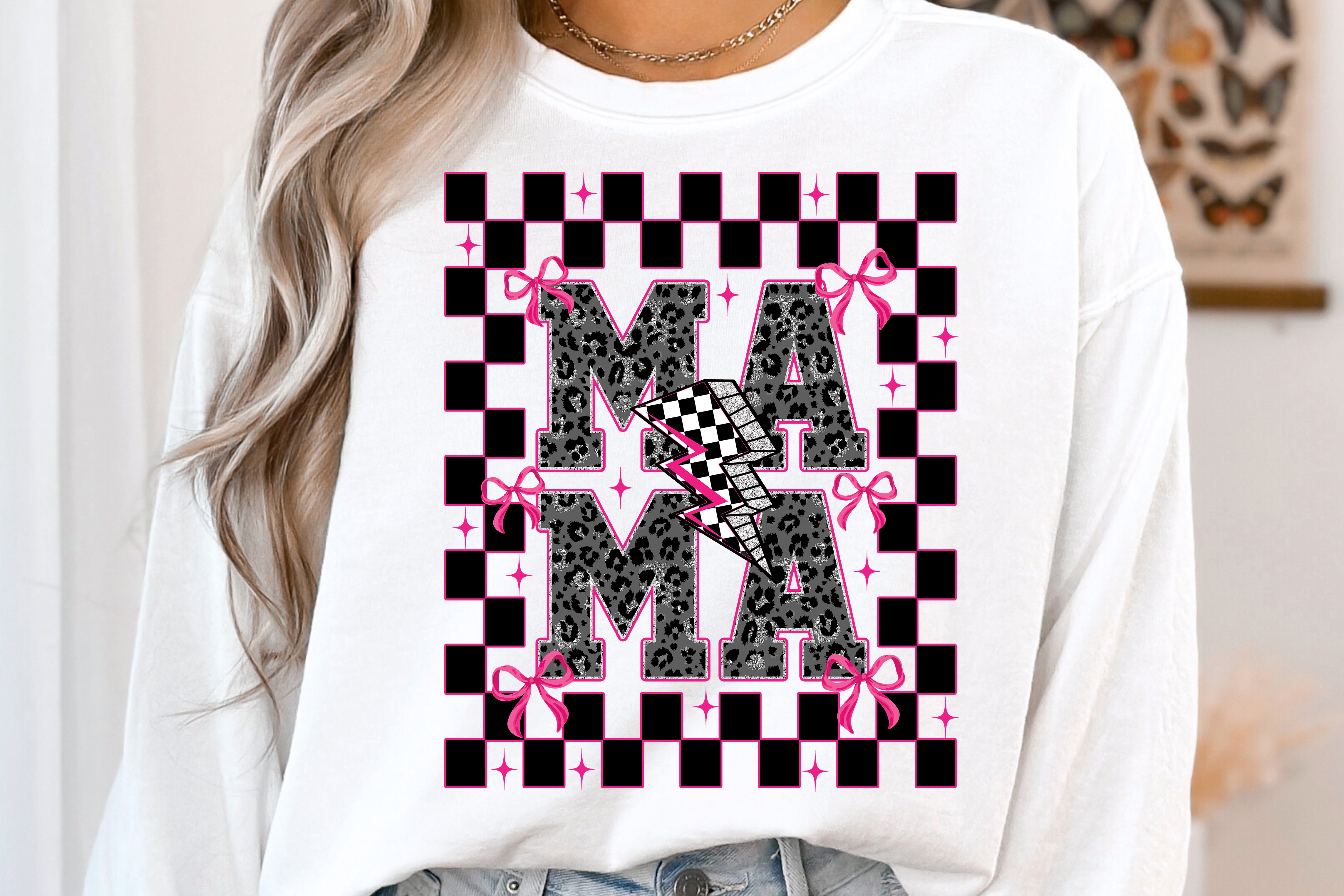 Pink Checkered Mama PNG Graphic by TheRuralArtisan · Creative Fabrica