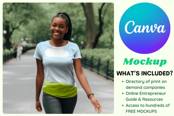 Smiling Black Woman T-Shirt Canva Mockup