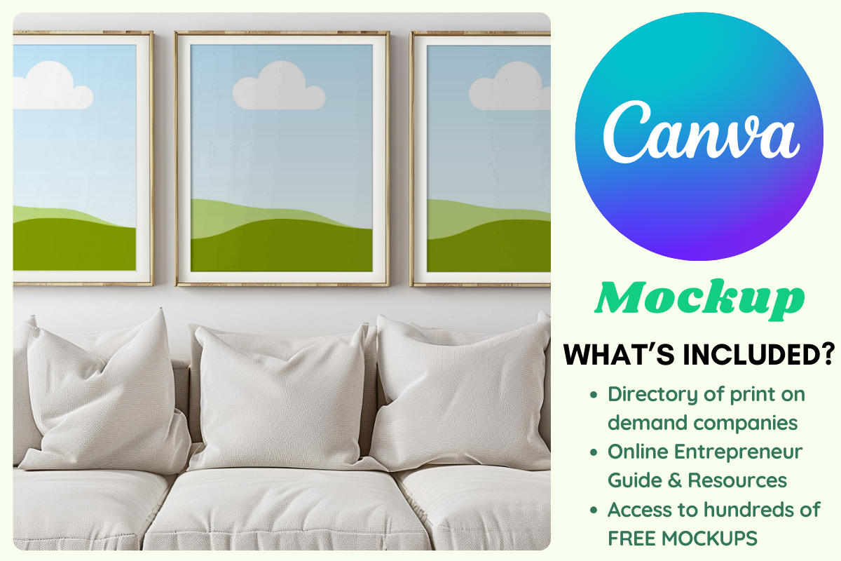 Three Frames Above Sofa Canva Mockup