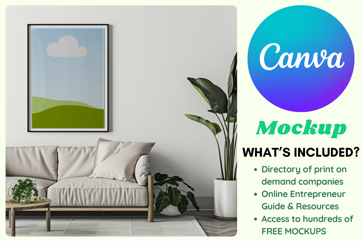 Wall Frame in Living Room Canva Mockup