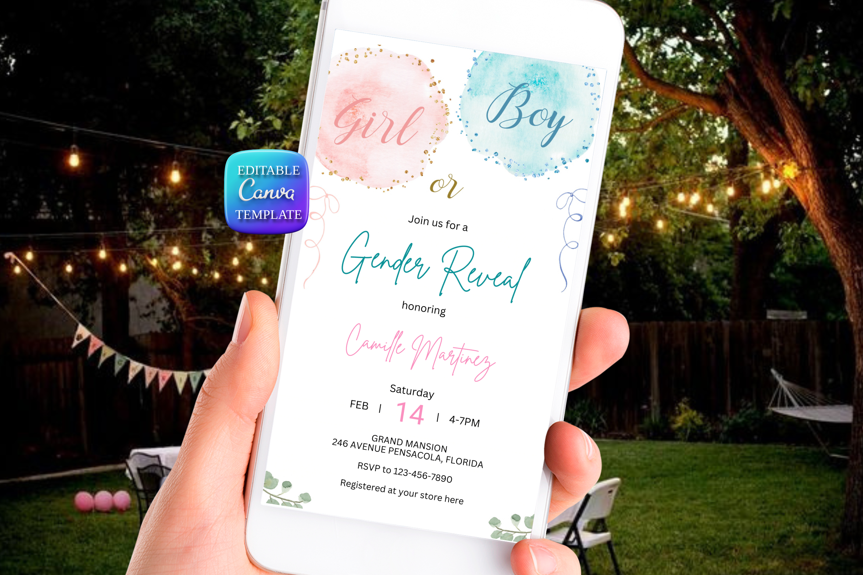 Balloons Gender Reveal Invitation