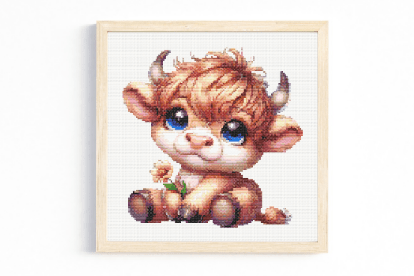 Cute Baby Highland Cow Cross Stitch