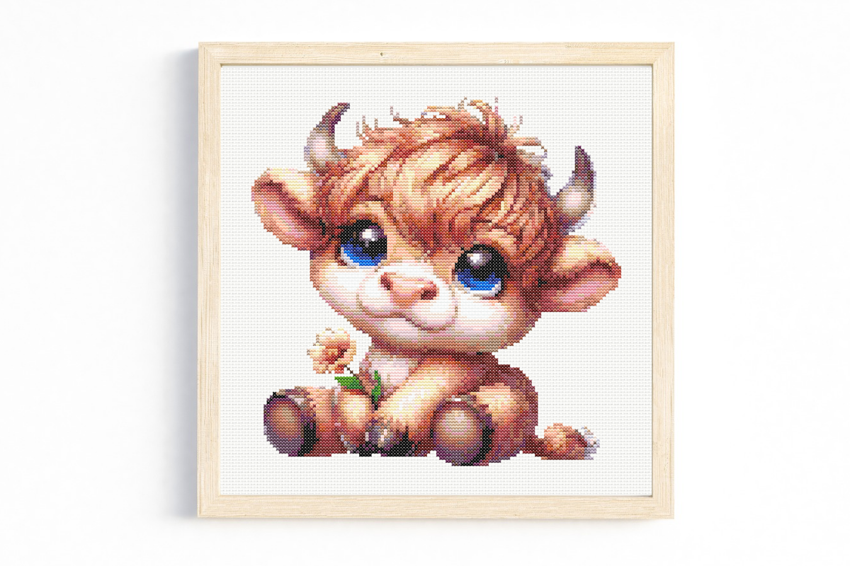 Cute Baby Highland Cow Cross Stitch
