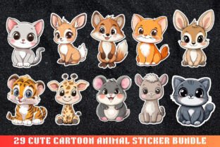 Cute Cartoon Animal Stickers Bundle Graphic by zahed6525 · Creative Fabrica