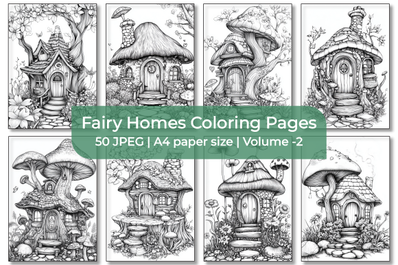 Fantasy Fairy Homes Coloring Pages Graphic by Sumon Chandra · Creative ...
