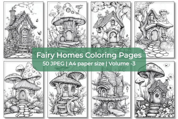Fantasy Fairy Homes Coloring Pages Graphic by Sumon Chandra · Creative ...