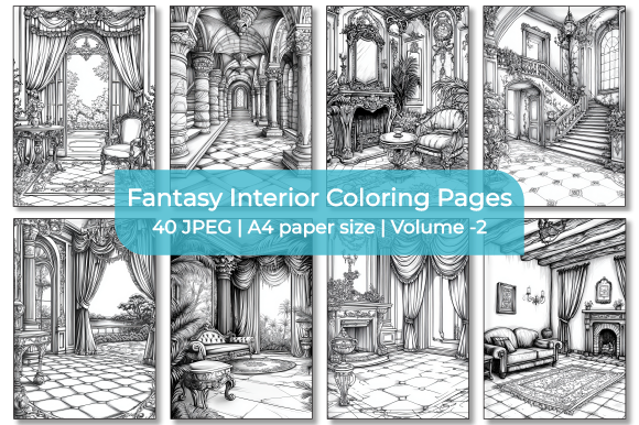 Fantasy Interior Coloring Pages Graphic by Sumon Chandra · Creative Fabrica