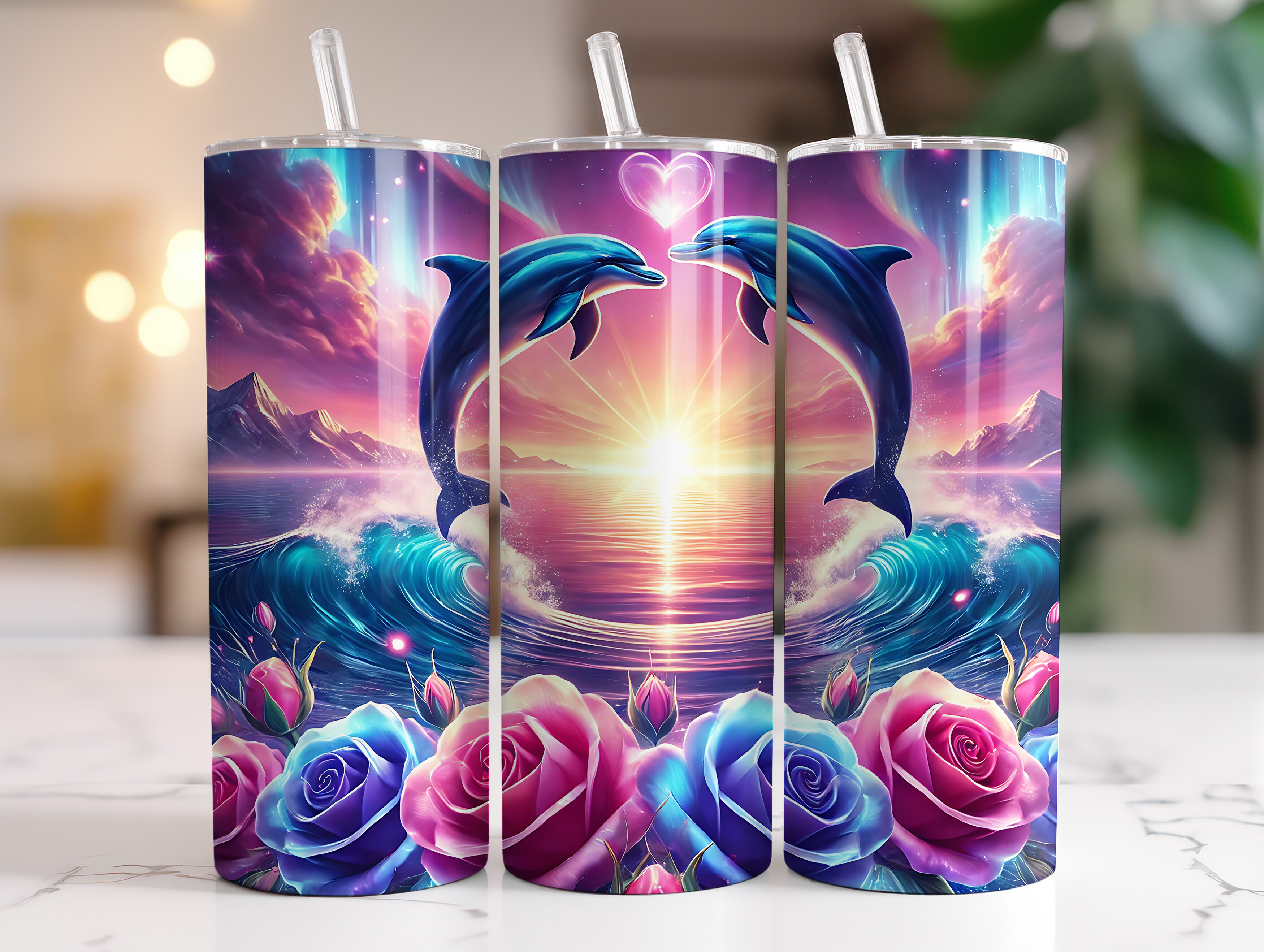 Magical Dolphin 20oz Skinny Tumbler Wrap Graphic by RahatKDP · Creative ...