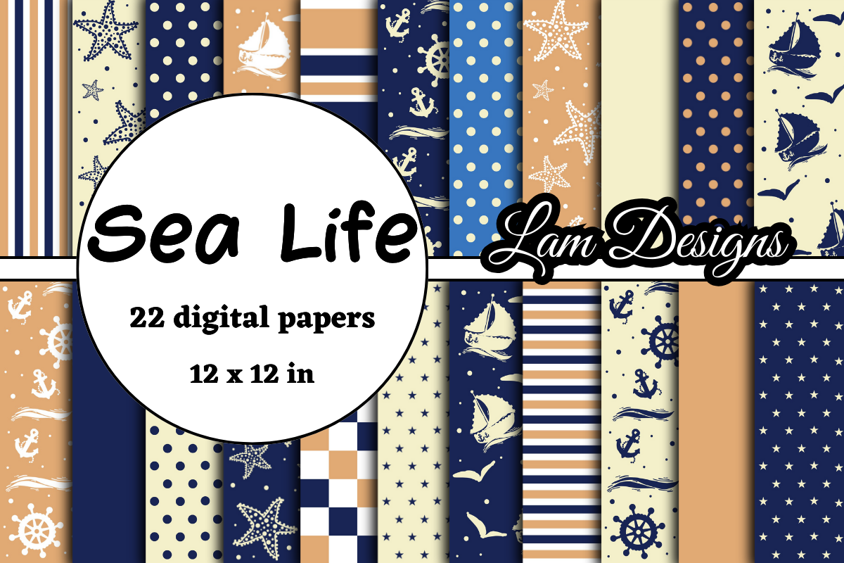 Sea Life Digital Papers Graphic by lam designs · Creative Fabrica