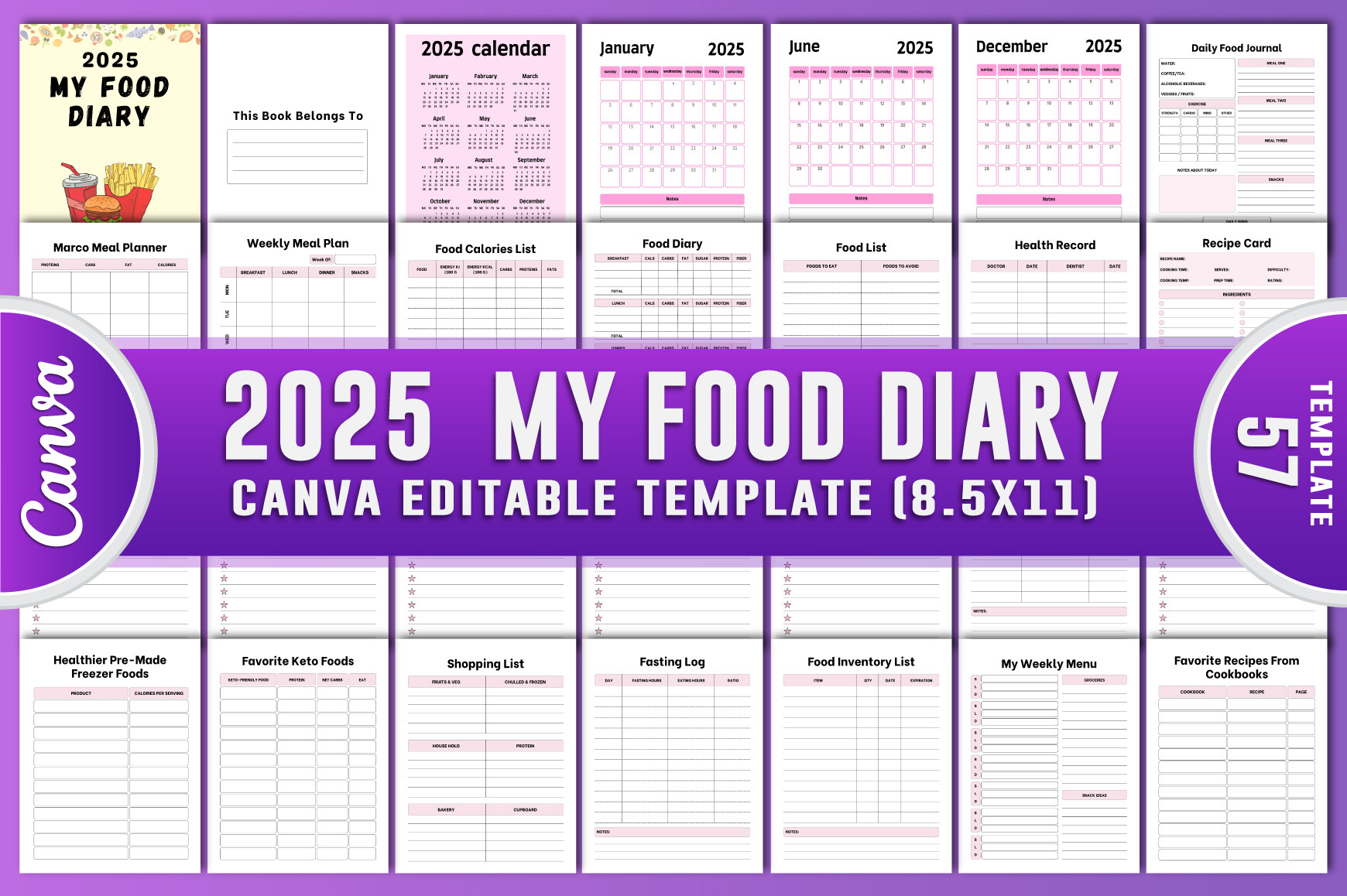 2025 My Food Diary Canva Kdp Interiors Graphic by Creative Space ...