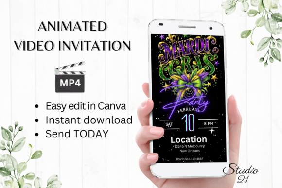 Animated Mardi Gras Invite