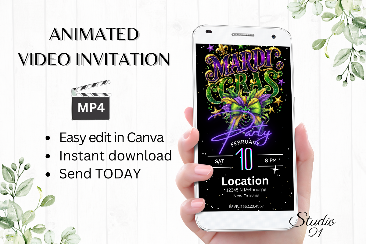 Animated Mardi Gras Invite