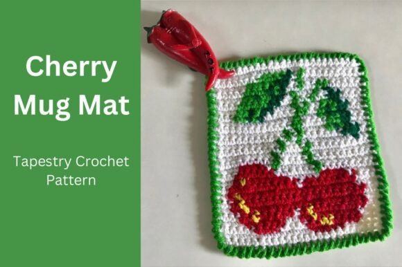 Cherry Mug Mat! Tapestry Crochet Pattern