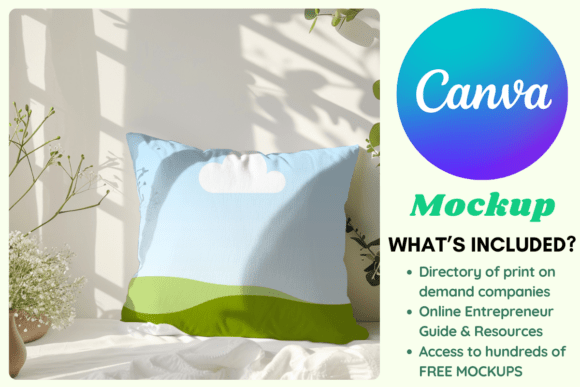 Cozy Sunlit Square Pillow Canva Mockup