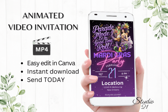 Digital Mardi Gras Invite