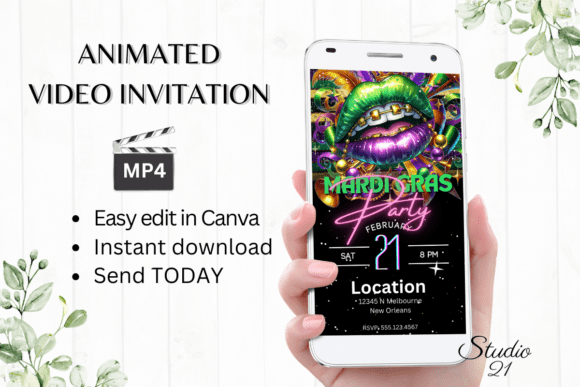 Digital Mardi Gras Party Invite