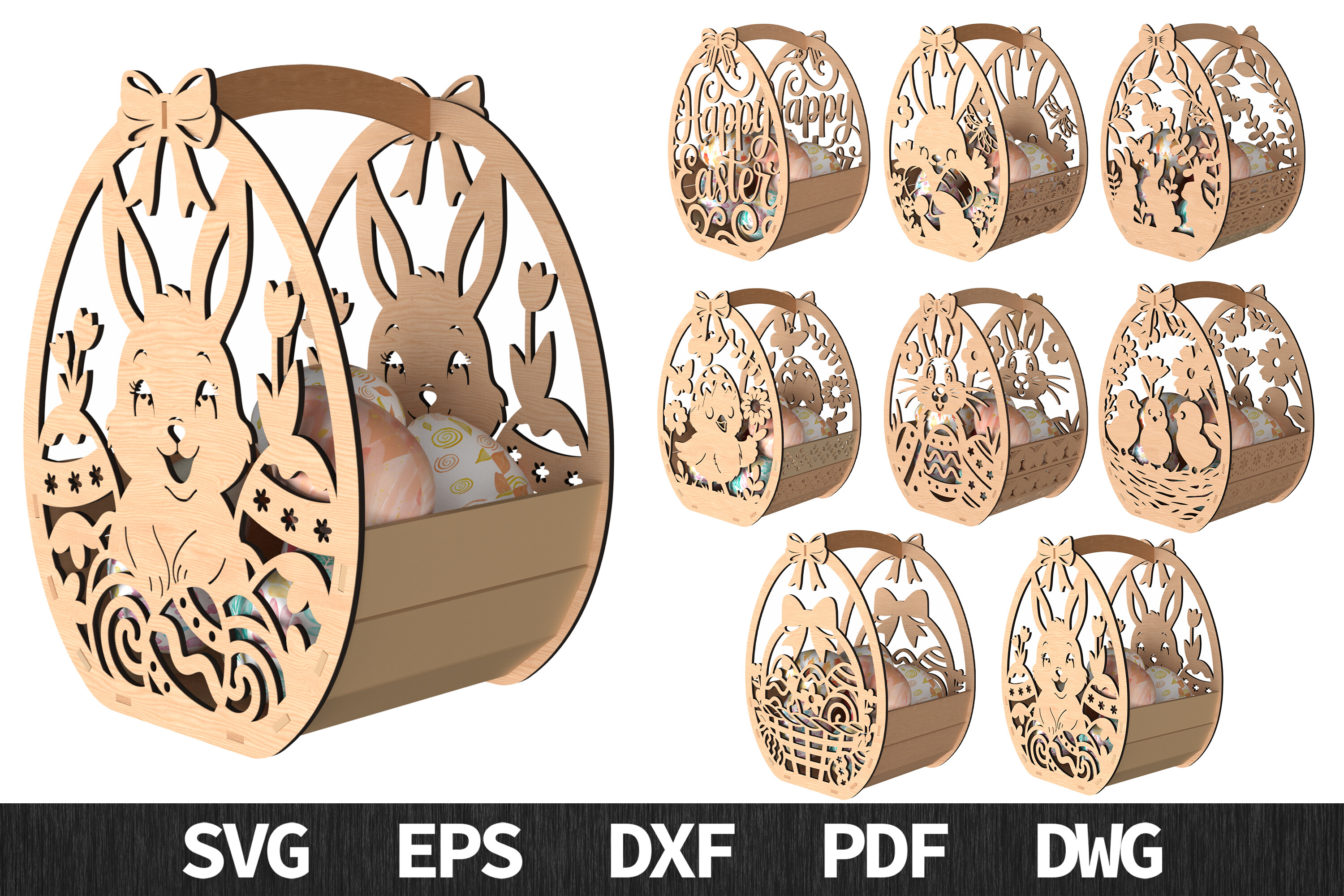 Easter Basket Bundle SVG Laser Cut · Creative Fabrica